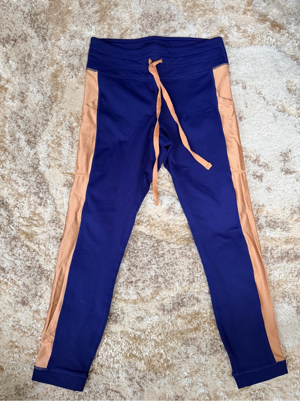 Fabletics Navy Blue and Peach Active Leggings